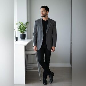 Lauren Ralph Lauren 100% Wool Pinstripe Blazer Gray Mens Size 44L